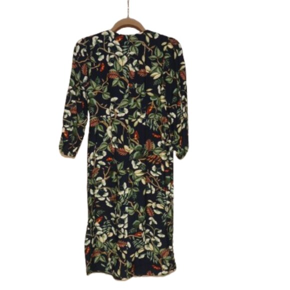 Loft Petite Leafed Tie Front Midi Dress Office Casual Size 00 - Picture 3 of 13